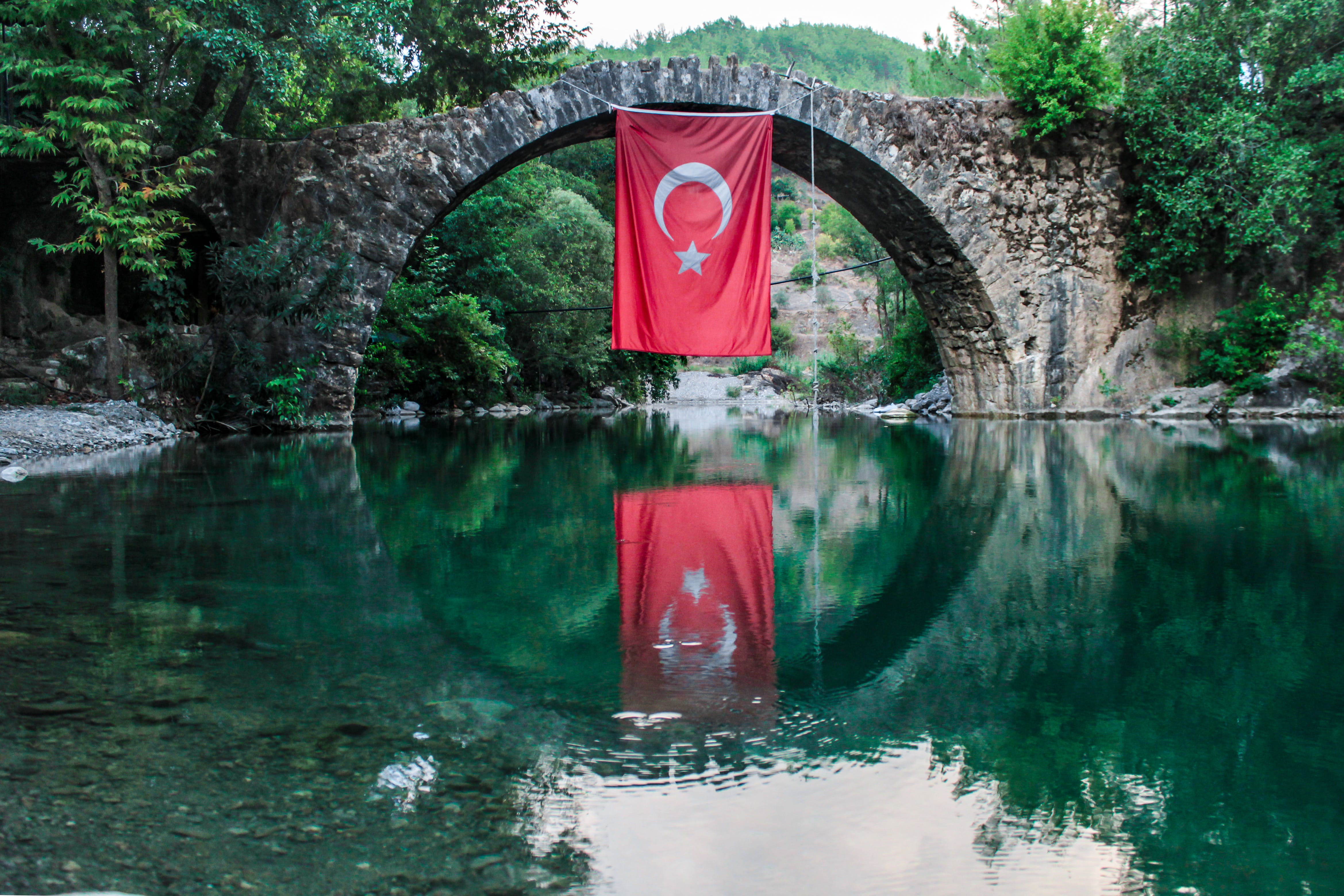 Free 土耳其国旗挂在桥上 Stock Photo